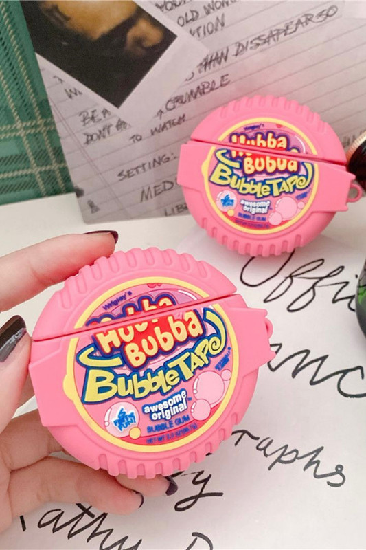 3D Hubba Bubba AirPods 1 2 Pro Cover Case Bubble Gum Children Silicone Wireless Bluetooth Protective Case Trending for Apple Sweet Sugar Pink Covers Cases