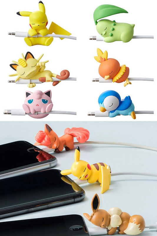 Pokémon USB Cable Protector Cartoon Japan Anime Pokemon Figure Line Earphone Cables Protectors Charger Bite Data Line Toy Trending Japanese TOMY TAKARA Chikora Efi Snorlax Persian Clefairy Flareon Eevee Pikachu Blackie Allan Rocon Pokémon
