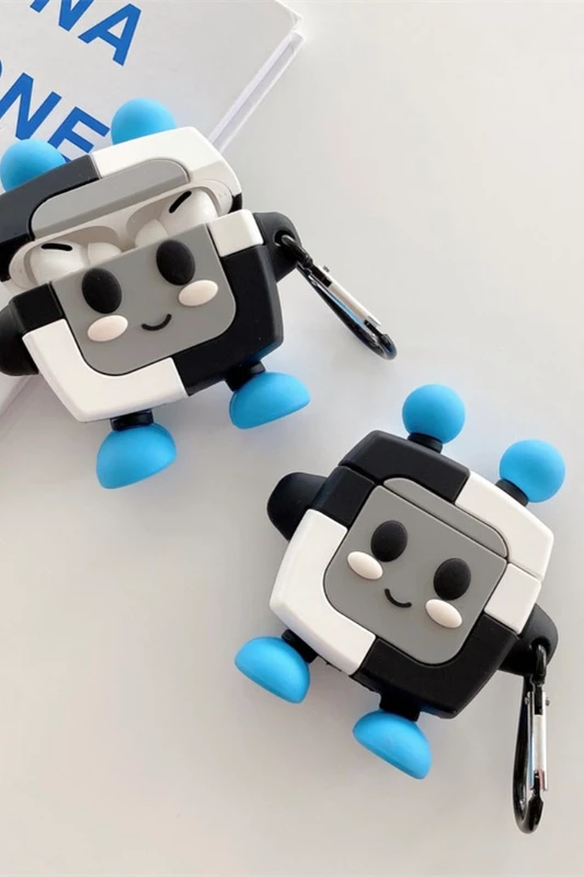 3D Robot AirPods Pro 1 2 Case Cover Cartoon Stand Wireless Headphone Earbuds Protective Covers Silicone Earphone Trending for Apple Cases
