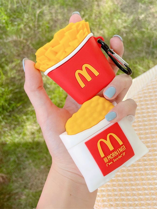 3D McDonalds AirPods 1 2 3 Pro Earphone Case Cover   Cute MacDo Breakfast French Fries Hash Browns Potato Chips Wireless Earbuds Headphone Trending Apple Charging Cases Covers Box