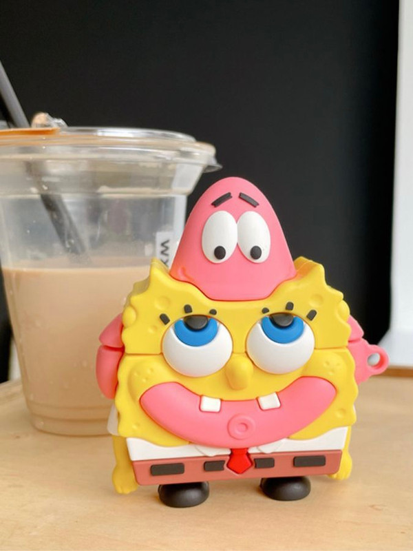 3D SpongeBob AirPods 1 2 3 Pro Earphone Case Cover  SquarePants Cartoon Cute Wireless Headphone Protective Trending Apple Cases Covers