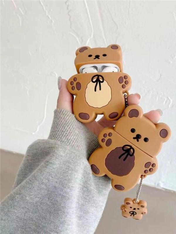 3D Korean Bear AirPods 1 2 Pro Case Cover   Cute Cartoon Korea Teddy Wireless Bluetooth for Earphone Headphone Protective Trending Apple Cases Covers