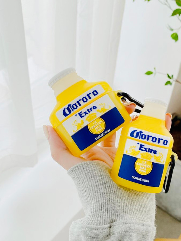 Beer Bottle AirPods 1 2 Pro Case Cover   Cute Corona Mexico Cororo Cartoon Wine bottles Wireless Headphones Trending for Apple Charging Box Earphone Covers Mexican Cases