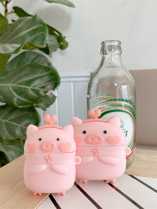 3D Piggy AirPods Pro 1 2 3 Soft Cover Case Cute Cartoon Silicone Wireless Headphone Earbuds Charging Cover Trending for Apple