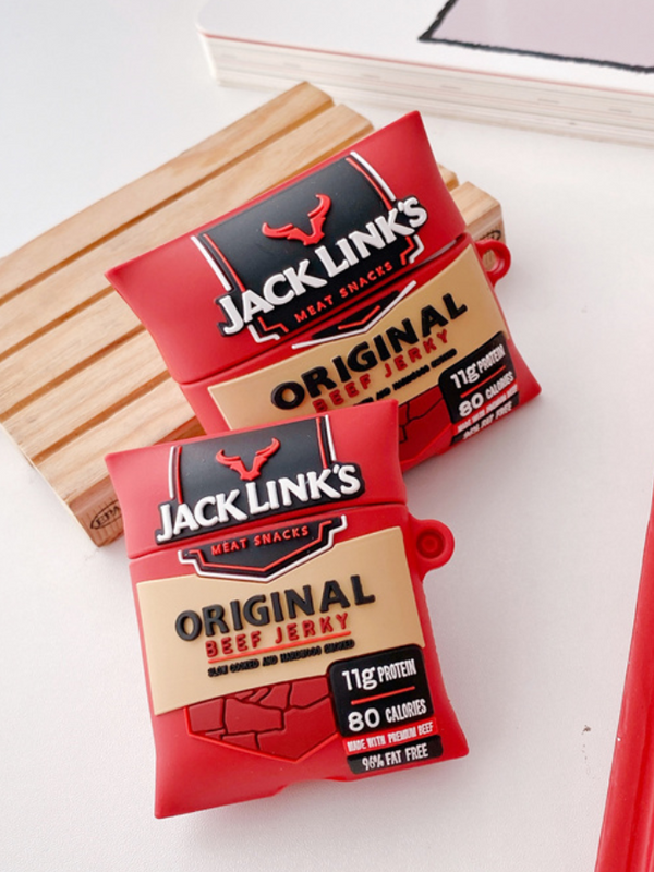 3D JACK LINKS Beef Jerky Case Cover for Airpods 1 2 Pro  Soft Silicone Snacks Packaging Earphone Headphone Covers Trending for Apple Cases