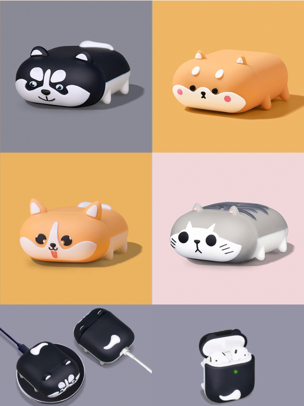 3D Pet Cartoon Earphone Case Cover for AirPods 1 2  Cute Corgi Cat Dog Silicone Headphone Protective Covers Charging Box Trending for Apple Cases