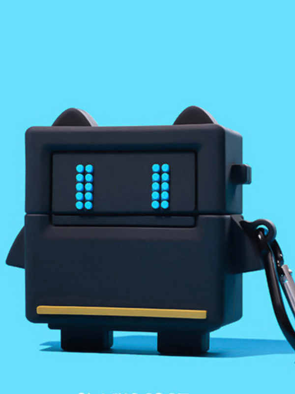 Black Robot AirPods 1 2 3 Pro Case Cover   Japanese Anime Cartoon Robots Style Silicone Protective Charging Box Trending for Apple Japan Cases Covers Accessories