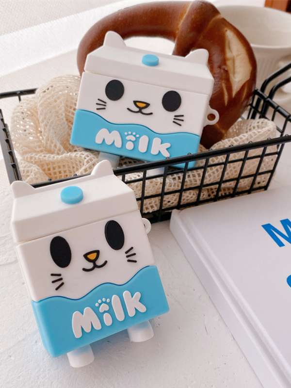 3D Milk Kitten Case Cover for AirPods 1 2 Pro   Cute Cat Earphone Silicone Wireless Headphone Earbuds Charging Covers Trending for Apple Cases