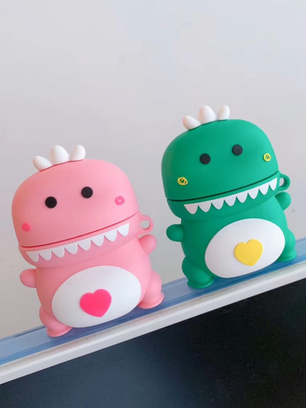 Dinosaur AirPods 1 2 Case Cover  Colorful Pink Green Silicone Animal Dinosaurs Headphone Protective Earphone Animals Covers Earbuds Cases Trending for Apple