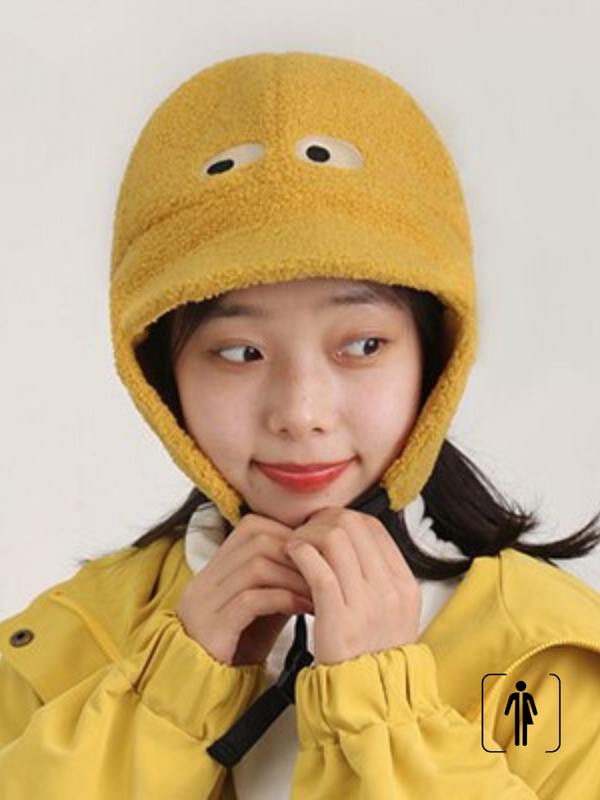Ear Muff Protection Hat  Unisex Anywear Mens Women’s Winter Warm Thickened Pullover Eyes Cap Ladies Bomber Hats Headwear Caps for Woman Man Trending in Yellow