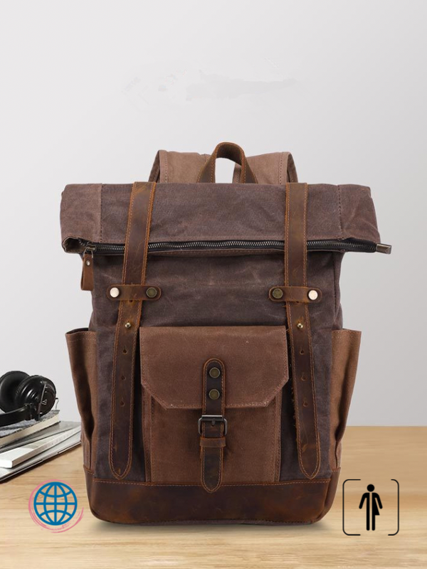 Oil Wax Waterptoof Canvas Backpack  Vintage Style Unisex Anywear Men's Women’s Retro Bag Large Capacity Backpack Traveling Backpacks Bags Trending for Man Woman in Auburn Brown
