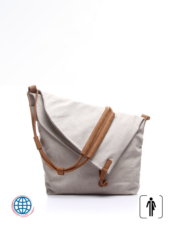 Canvas Crossbody Shoulder Bag  Unisex Anywear Mens Women's Vintage Style Literary Leather Belt Messenger Bags Trending for Man Woman in White