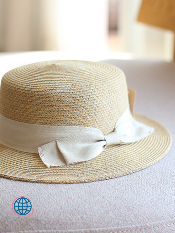 Flat-Top Straw Sun Hat   Women's Japanese Style Mix Color with Lovely Bowknot Fashion Outing Sunshade Beach Casual Hats Japan Headwear Trending for Woman in Beige