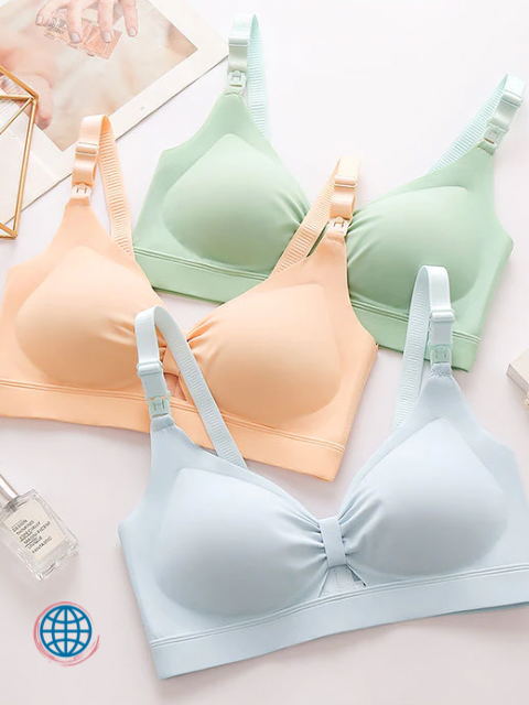 Wire-free Nursing Bra   Women’s Seamless Maternity Clothes For Pregnant Women Hollow Out Wire Free Back Closure Solid Thin Pregnancy Breastfeeding Underwear Bras Trending for Woman in Beige Skin color Black Light Sky Blue Green