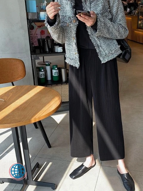 Wide Leg Loose Maternity Pants    Women’s Pleated Elastic Waist Belly Thin Ribbed Pleat Pants Clothes for Pregnant Women Pregnancy Trending In Black