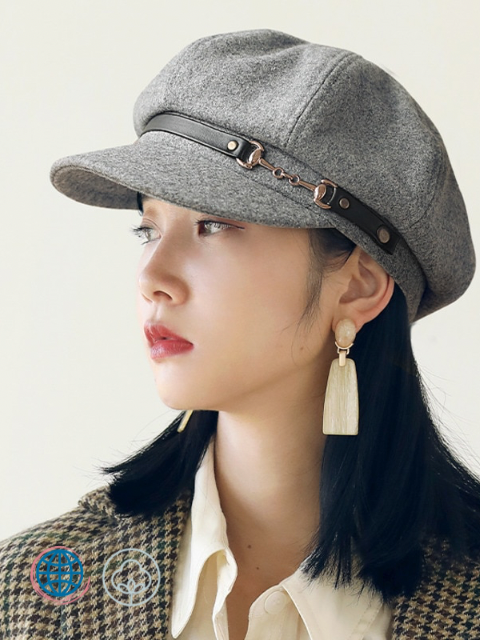 Newsboy Cap  Women’s Autumn and Winter Urban Wool Felt Octagonal Beret Hat English British Girl Fashion Fitted Newsboys Women Big Size Berets Trending for Woman in Gray / Grey