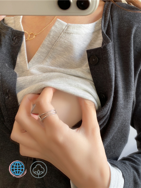 Long Sleeve Nursing Top  Women’s Maternity Clothes Autumn Cotton Women Breastfeeding T-Shirts Long Sleeve Fake Two Pieces Pregnancy Tops Trending Plus Size T-Shirts for Woman in Gray / Grey