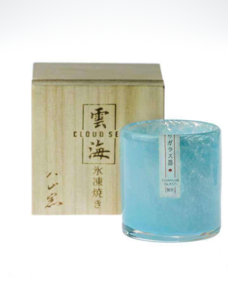 Sea Of Clouds Sake Cup   Japanese high-end Swaiji wine set frozen roasted Yunhai handmade glass fragrance tea Trending Japan Glassware cups in light blue