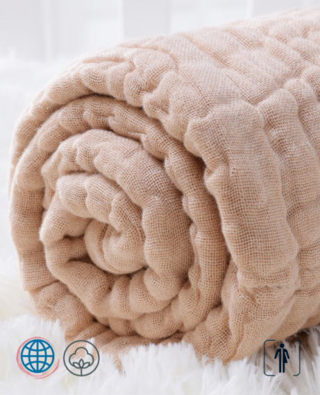 Muslin Swaddle Blanket   Unisex 6 Layers Baby Newborn Organic Cotton Solid Bath Quilt Burp Clothes Boy Girl Trending Blankets in Brown