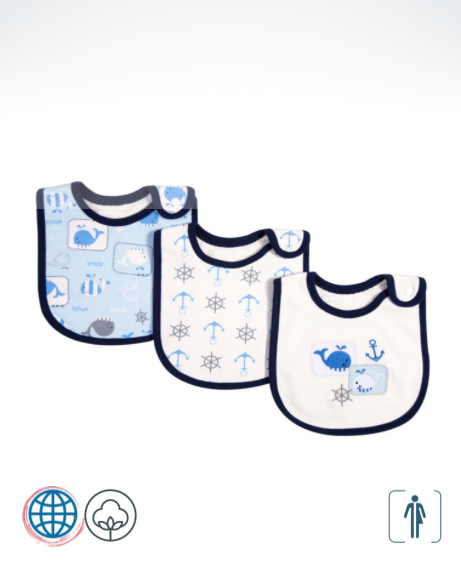 100% Cotton Baby Bibs 3-Piece    3PCS Set Soft Cartoon Bandana Bib for Boy Girl Newborn Toddler with Button Trending Baby Care Accessories