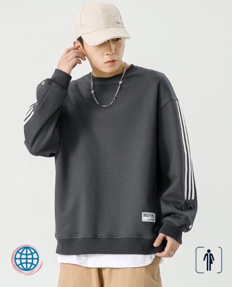 O-Neck Stitch Sweatshirt  Men's Autumn Round Crewneck Stitching Hip -up Retro Tide Casual Clothes Sportswear Activewear Plus Size Sweatshirts for Man Trending in Gray / Grey