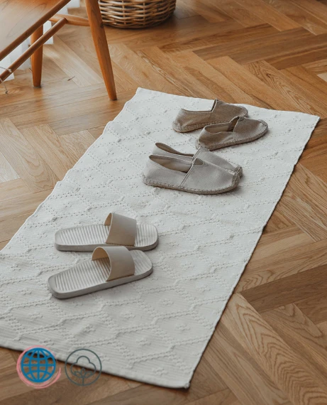 Cotton Floor Rug  Weave Bed Room Door Mat Nordic Style Cream White Rugs for Bedroom Anti Slip Bath Room Living Room Hallway Entryway Foyer Trending Decor
