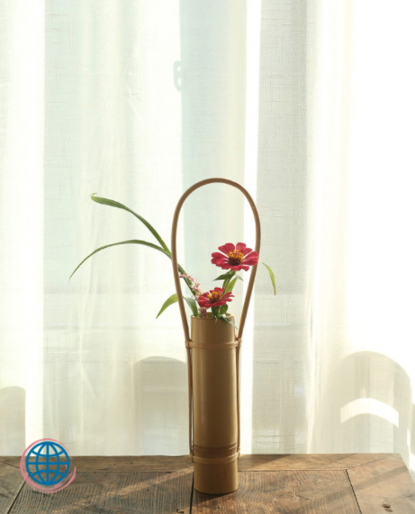Bamboo Flower Vase Plant Storage Basket Handmade Wooden Japanese Style Tabletop Organizer Holder Support Home Table Decor Trending Japan Vases
