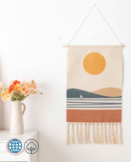 Boho Hanging Tapestry with Handmade Tassels  Dorm Hotel Bohemian Wall Hang 100% Cotton Cover Blanket Decor Fabric Home Stay Tapestries Decoration Trending Bohemia Accessories