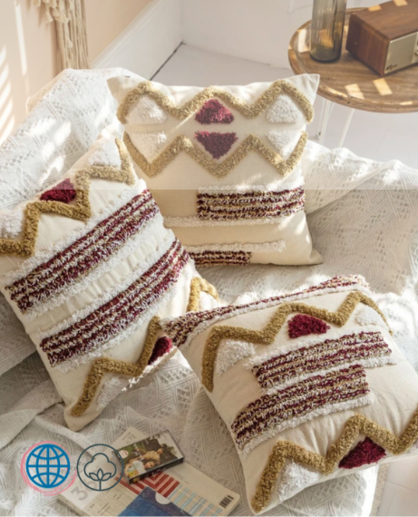 Tufting Pillow Cover   Morocco Nordic 100% Cotton Bohemian Geometric Back Cushion Pillowcase Bohemia Holiday Decorations for Home Office Trending Boho Moroccan Pillows Cushions Covers 45*45cm