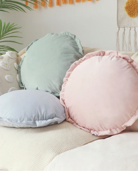 Round Velvet Pillow  Nordic Back Neck Rest Support Home Chair Padding Office Soft Morandi Colors Norway Room Decoration Trending Pillows