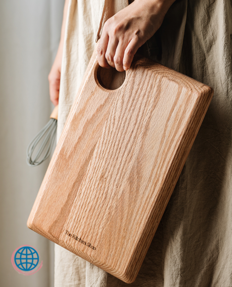 Thick Oak Cutting Board  Wood Chopping Block Kitchen Boards Food Tray Nordic Dessert Plate Serving Tray Toast Dessert Food Holder Trays Norway Trending Wooden Serveware Blocks