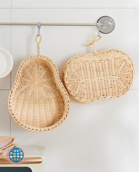 Handmade Rattan Organizer  Woven Fruit Pear Apple Food Storage Basket Snacks Small Stuff Holder Support Home Kitchen Decor Trending Serveware Baskets Holders