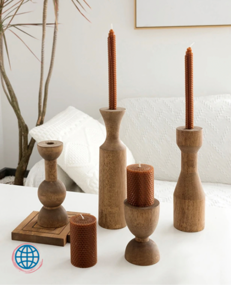Wood Candle Holder    Centerpieces Ornament Korean Vintage Candlestick Candles Holders Dining Party Christmas Dinner Halloween Trending Home Decoration