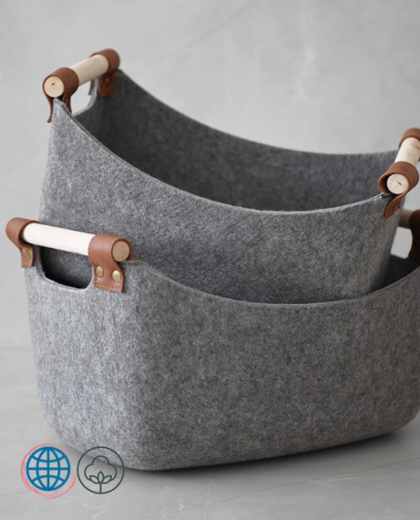 Felt Storage Basket with Handle  Nordic Children Toy Neaten  Organizers Dirty Clothes Laundry Barrel Baskets Study Room Trending Home Storage Organizer Cool Gray / Grey