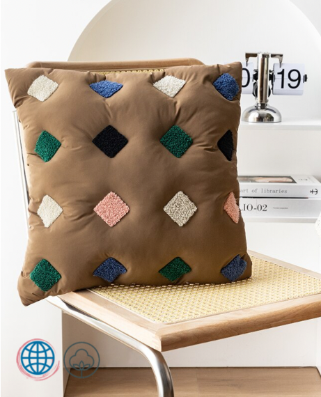 Cotton Twill Pillow Case Chic Embroidery Clouds Back Cushion Cover Pillowcase Decorations Home Office Cafe Nursery Kids Study Room Aesthetic Decor Covers Pillowcases in Trending Coffee Brown