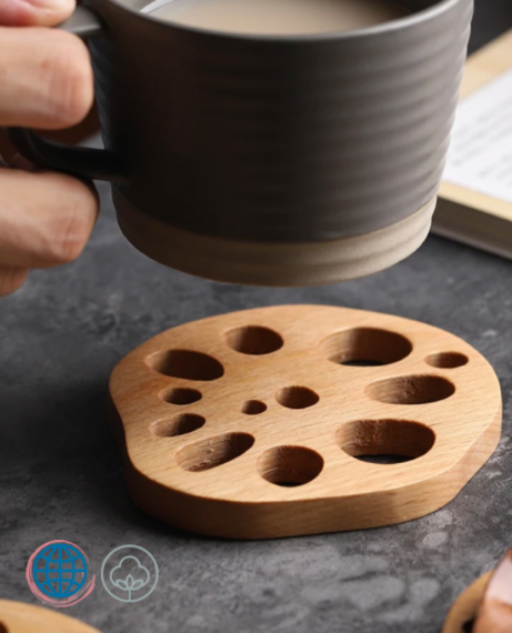 Wood Lotus Placemat Cup Holder Chinese Japan Style Vintage Drink Coaster Tray Tea Pot Mug Placemats Home Dining Table Decor Wooden Coasters Trending Japanese placemats