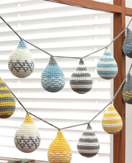 Crochet Drops Garland Nordic Style Outdoor Hanging Decorations Nursery Kinderkamer Decoratie Girls Kids Home Party Wedding Wall Decor Photography Props Norway Scandinavia Scandinavian Norwegian Trending Garlands