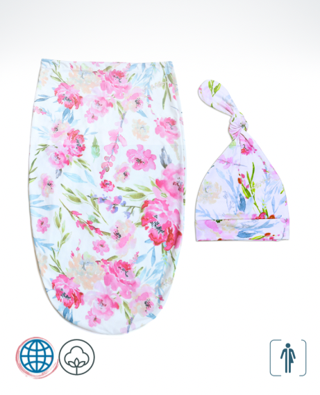 Baby Envelope Swaddle Wrap Set Unisex Newborn Cocoon Rainbow Baby Blanket Set Cotton Swaddling Bag Sleep Sack Bedding Swaddles in Trending Floral Flowers