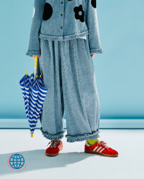 Velvet Crepe Pressed Mid-Rise Pants  Women’s Japanese original light blue velvet wrinkled wide leg lace women's early spring casual loose blue loose Japan Trousers for trending Woman
