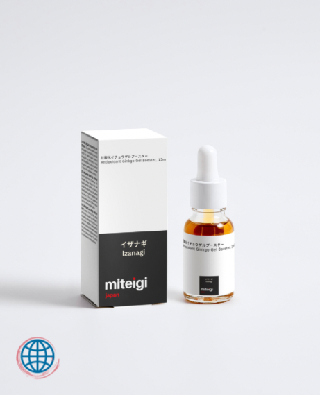 Antioxidant Ginkgo Gel Booster, 15ml Izanagi is high in antioxidants helping minimize free radicals damage, Dull and tired regains freshness and youthful looks Trending skincare by miteigi