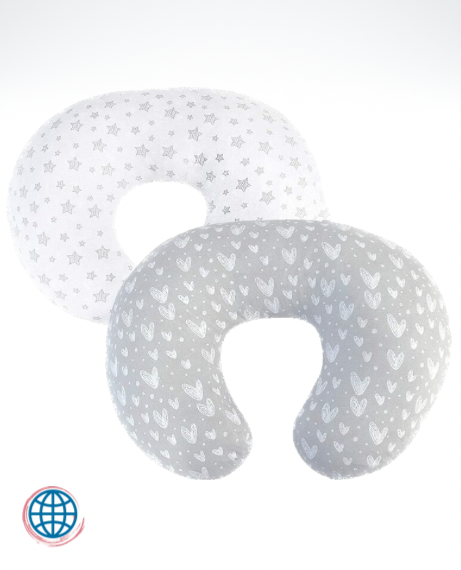 2-Piece Nursing Pillowcase     2 Pcs Newborn Baby Maternity U-Shaped Breastfeeding Pillow Case Infant Cotton Feeding Milk Cushion Cover Pillows Set Unisex trending Boy Girl in White Gray / Grey Stars Hearts