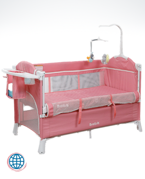 Multifunctional Baby Bed   Foldable Crib With Diaper Table Cradle Rocker Travel Beds Portable Cribs For 0-6 Years Old Unisex Boy Girl trending Bedroom in Pink