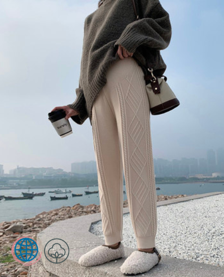 Woolen Knit Maternity Pants  Women’s Warm Winter Maternity Clothes Thickening Pregnancy Knitted Wool Trousers Clothing Leggings For Plus Size Pregnant Woman in Trending Beige