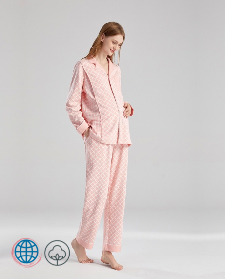 Maternity Nursing Pyjamas Set Women’s Hospital Breast-feeding Pregnancy Pijama Lactancia Nursing Lounge Suit Puerperium Lactation Breastfeeding Pink Cotton Loungewear for Trending Woman