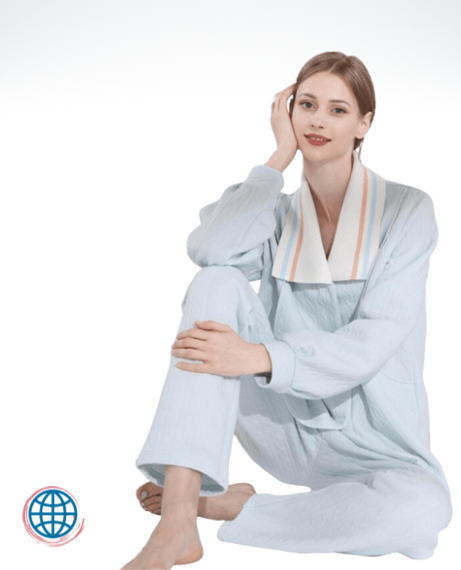 Maternity Nursing Country PJs  Women’s Solid Color Confinement Clothes Winter Postpartum Thickening Maternity Cotton Soft And Comfortable Sleepwear for Plus Size Woman in trending Light Blue