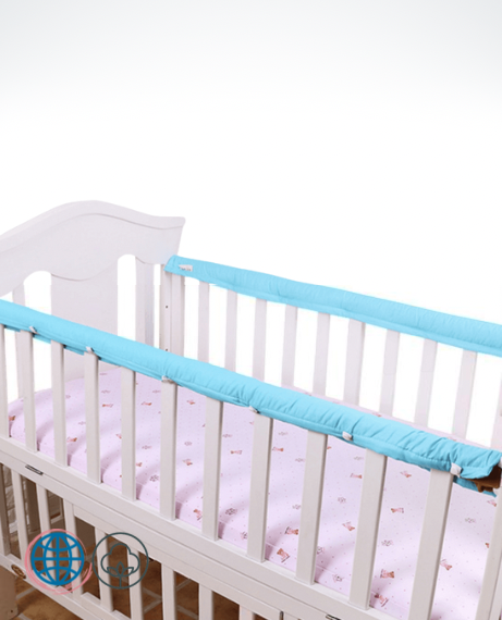 Cotton Crib Bumper 2-Piece  2 pcs/set Plain Color Thickened Baby Bedside Protective Bar Anti-collision Barrier Cover For Infant Protection Strip Cot Covers Bumpers in Trending Blue