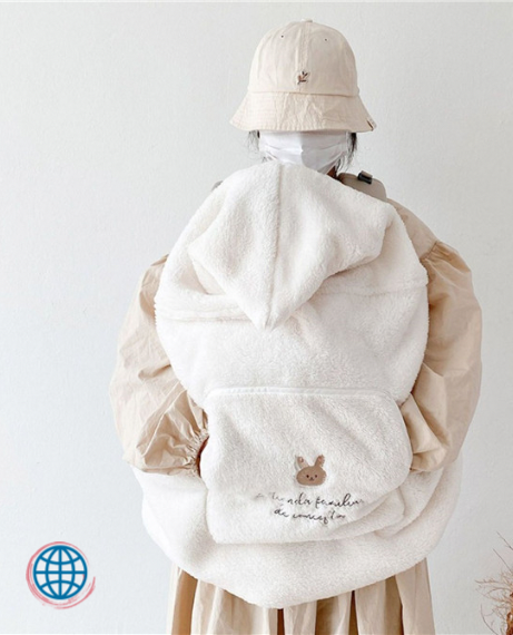 Coral Fleece Comforter Blanket   Embroidered Rabbit Winter Newborn Baby Clothes Warm Stroller Blankets Infant Cloak Nap Cover Outwear in Trending White