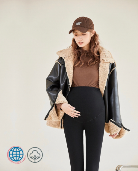 Maternity Pants with Belt    Women’s Ribbed Embroidery Pregnancy Knit Cotton High Waist Leggings Pregnant Trousers Clothes for Woman in Trending Black