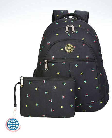 Maternity Backpack with Pouch Large Capacity Nursing Nappy Diaper Stroller Backpacks For Travel Multifunctional Bag Mother Mummy Mom Trending Baby Bags in Black Floral Flower