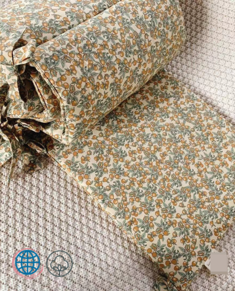 Cotton Crib Bumper  Unisex Newborn Baby Bumpers Cot Cradle Cribs Cost Protector Baby Trending Orange Floral Flower Bed Accessories Protectors for Beds